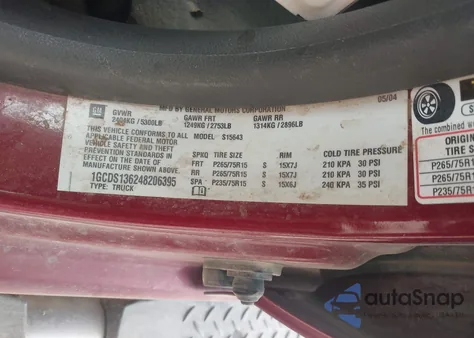 2004 Chevrolet Colorado Ls из США, поврежденный, VIN 1GCDS136248206395